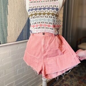 BDG Urban Outfitters Pink Corded Cut Off Carpenter Shorts